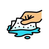 soaking spills with paper towel color icon vector illustration