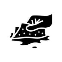 soaking spills with paper towel glyph icon vector illustration