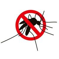 A sign stop the mosquito. A crossed-out warning sign about mosquito. Mosquito insect. Vector illustration of a warning sign about mosquito.