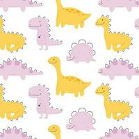 Seamless pattern with cute dinosaurs. kids prit with dino. Vector illustration.