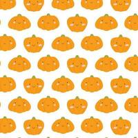 Seamless pattern with cute pumpkins. Vector illustration. Flat style. Kids Halloween print with pumpkins.