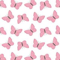 Kids seamless pattern with butterflies. Vector illustration. Butterfly print in hand-drawn style. Cute pattern with insects.