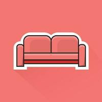 Illustration Vector of Red Sofa in Flat Design