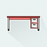 Illustration Vector of Red Office Desk in Flat Design