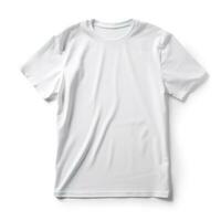 Men white blank T shirt templat isolated on white background, generate ai photo