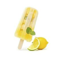 lemon Popsicle isolated on white background, generate ai photo