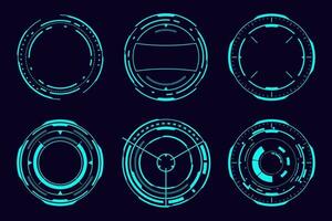 vector conjunto hud circulo elemento. ciencia ficción interfaz futurista óptico apuntar.