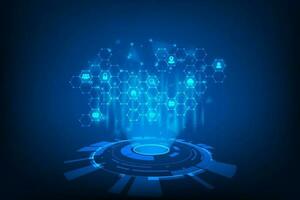 Vector icon social media network hologram Technology connecting abstract background.