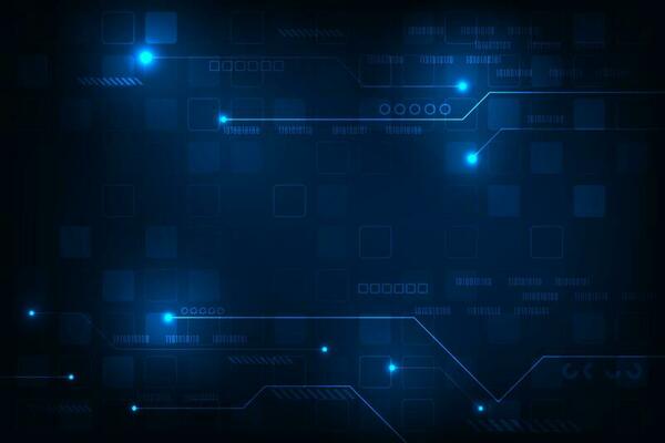 Vector hi tech line circuit technology with square shape geometric futuristic background.