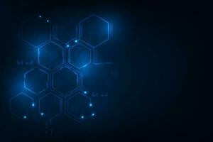 Vector abstract technology hexagonal modern futuristic blue light background.