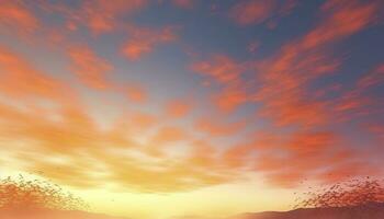 Sky autumn sunrise background, generate ai photo