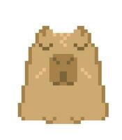 Capybara pixel art illustration. cute cartoon capybara vector