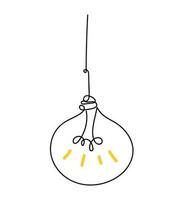 Light bulb line art. Doodle light bulb illustration vector