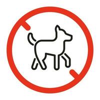 Dog pet forbidden, sign prohibition animal. No dogs allowed. Canine in red restriction circle. Vector illustration