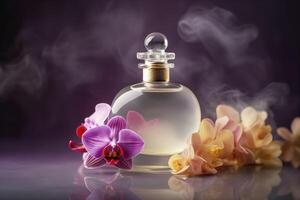 Perfume aroma from soft orchids flower , Generative Ai photo