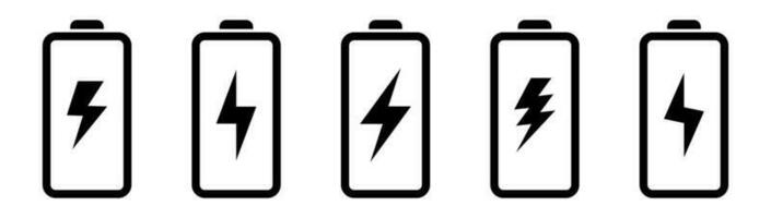 Battery icon with lightning bolt sign. Battery charging icon with lightning bolt symbol. vector