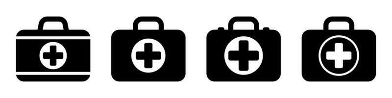 First aid box icon, medical briefcase icon vector isolated