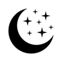 Crescent moon with stars icon on white background. Night icon. Crescent moon icon. Minimalist style. vector