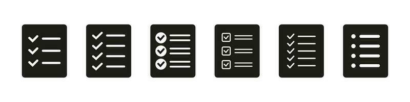 List icon, Menu symbol, Checklist icon solid style, glyph flat icon. Vector design element.