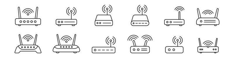 enrutador icono. enrutador relacionado señal línea icono aislado, Wifi enrutador vector