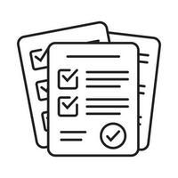 Survey icon. Questionnaire checklist form. Brief, survey or paper exam with check list. Report document with tick or checkmark. vector