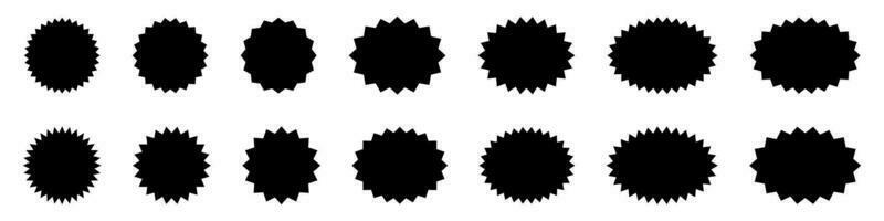 Set of starburst, sunburst badges. Design elements - best for sale sticker, price tag, quality mark. Flat vector illustration isolated on white background.