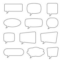 Speech Bubbles Set of Outlined Circle Distorted Rectangle and Square Blank Trendy Shapes, Black Elements on White Background, Vector Flat Graphic Design