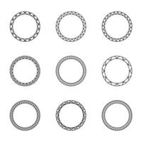 Set of black vintage circular frames with ornament. A set of abstract black symbols. Collection of retro banners. Circle empty templates with place for information and text. vector