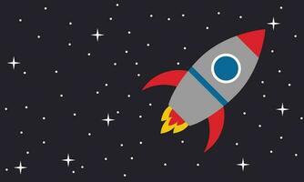 Space and rocket, background, vector. vector