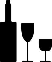 Wine, bottle and glasses, icon vector. vector