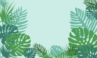 Background, palm leaves on a green background, vector. vector