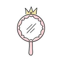 Princess crown mirror doodle frame vector