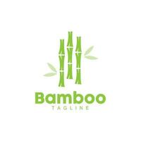 Bamboo Logo, Panda Food Green Plant Vector, Simple Minimalist Design, Illustration Element Template vector