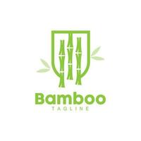 Bamboo Logo, Panda Food Green Plant Vector, Simple Minimalist Design, Illustration Element Template vector