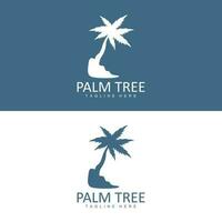 Coconut Tree Logo, Palm Tree Sunset Beach Vector, Elegant Minimalist Simple Design, Symbol Template Icon vector