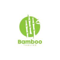 Bamboo Logo, Panda Food Green Plant Vector, Simple Minimalist Design, Illustration Element Template vector