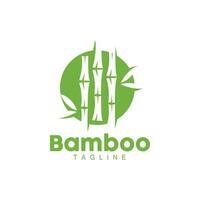 Bamboo Logo, Panda Food Green Plant Vector, Simple Minimalist Design, Illustration Element Template vector