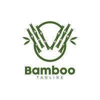 Bamboo Logo, Panda Food Green Plant Vector, Simple Minimalist Design, Illustration Element Template vector