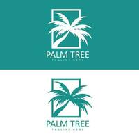 Coconut Tree Logo, Palm Tree Sunset Beach Vector, Elegant Minimalist Simple Design, Symbol Template Icon vector