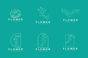 floral logo, hojas y flores botánico jardín vector, floral diseño de vida vector