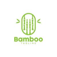 Bamboo Logo, Panda Food Green Plant Vector, Simple Minimalist Design, Illustration Element Template vector