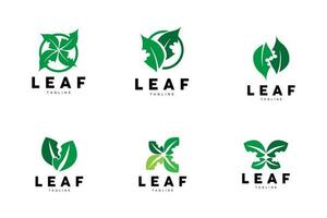 Green Leaf Logo, Ecology Natural Plant Vector, Nature Design, Illustration Template Icon vector