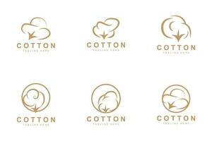 Cotton Logo, Soft Cotton Flower Design Vector Natural Organic Plants Apparel Materials And Beauty Textiles