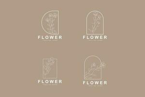 floral logo, hojas y flores botánico jardín vector, floral diseño de vida vector