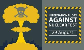 illustration vector graphic of Nuclear reactor explosion in the middle of the city, showing the symbol of death, perfect for international day, international day against nuclear test, celebrate.