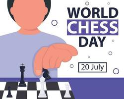 illustration vector graphic of a man is playing chess, perfect for international day, world chess day, celebrate, greeting card, etc.