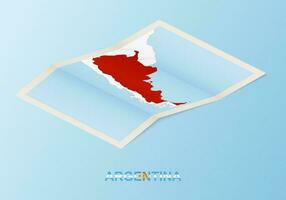 Folded paper map of Argentina with neighboring countries in isometric style. vector