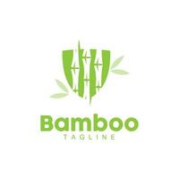 Bamboo Logo, Panda Food Green Plant Vector, Simple Minimalist Design, Illustration Element Template vector