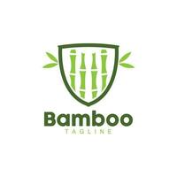 Bamboo Logo, Panda Food Green Plant Vector, Simple Minimalist Design, Illustration Element Template vector