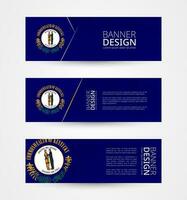 Set of three horizontal banners with US state flag of Kentucky. Web banner design template in color of Kentucky flag. vector